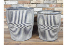 Large Dolly Vintage Galvanised Metal Barrel Planters Tub Plant Flower Pot Garden