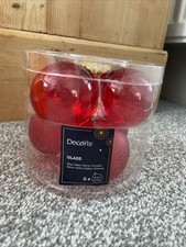 Decoris Glass Bauble Red X6