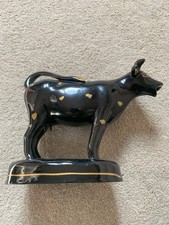 Victorian Jackfield Pottery Cow Creamer/Milk Jug Black with Gilding Detail VGC