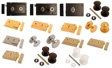 Rim Door Locks & Knobs with Sashlock/Dead Lock Brass/Chrome/ Satin/ Plastic Sets
