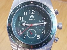 Mens XL Bracelet 200m Green Chrono Divers Japanese Seiko Shield Exley Watch NEW