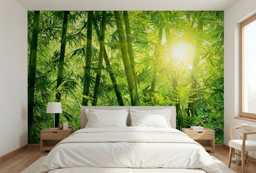 Green bedroom plants wallpaper