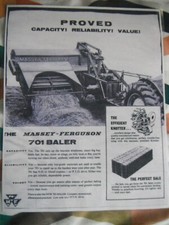 1958, MASSEY FERGUSON 701 BALER ADVERT (LAMINATED COPY OF ORIGINAL)