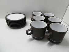 SET OF SIX HORNSEA POTTERY CONTRAST BY MARTIN HUNT COFFEE CUPS & SAUCERS