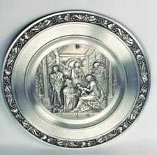 Beautiful Pewter Plate 3 Kings Nativity Zinn Becker German 8.5 inches
