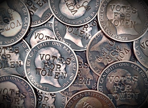 Suffragette penny defaced - penny, .
