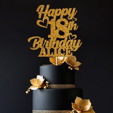 Personalised Cake Topper Happy Birthday Any Age Any Name 1st 16th 18th 21st 30th