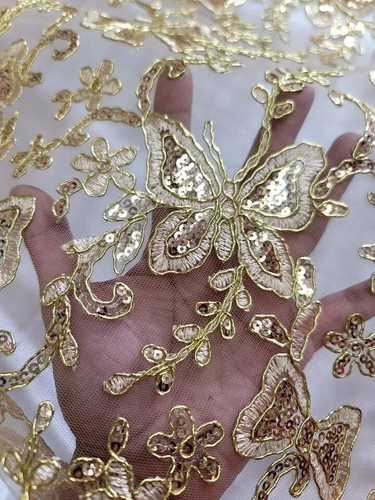 Gold lace fabric - "gold,