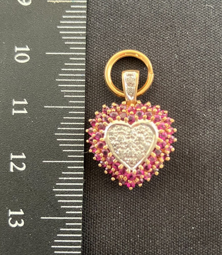 Ruby diamond heart pendant - ruby,