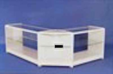 L SHAPED WHITE GLASS DISPLAY COUNTER SHOWCASE RETAIL CASH TILL SHOP  FITTINGS