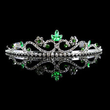 3cm Tall Wedding Prom Bride Green Crystal Tiara Crown Headband Adult