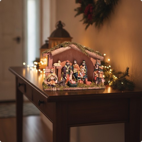 Nativity set with stable - set,