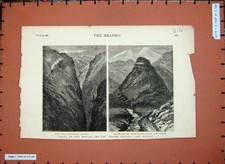 Original Old Antique Print 1881 Denver Rio Grande Railway Mexico Veta Mountains