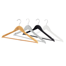 Wooden Coat Hangers Strong Adult Suit Garments Clothes Hanger with Trouser Bar