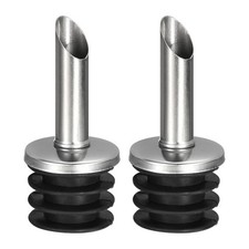Stainless Steel Bottle Pourer, 2Pcs Olive Oil Spout (Black)