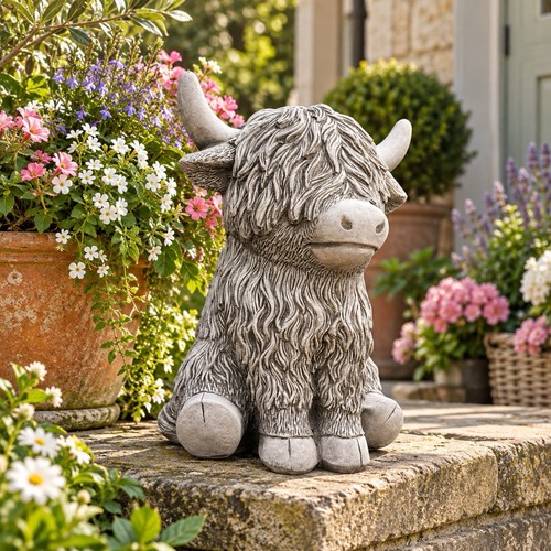 Highland cow stone garden - cow,