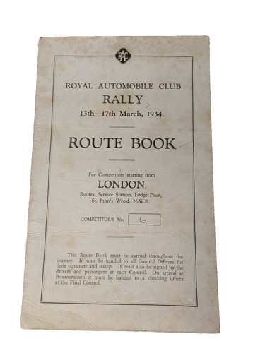 Vintage rac rally - route, book