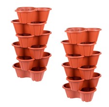 Garden Plant Trio Stacking Planting Herb Flower Pot Plastic Terracotta 12 PACK