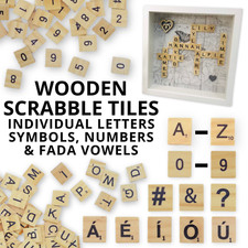 Wooden Scrabble Tiles Individual Letters, Symbols, Numbers, Fada Vowels - Crafts