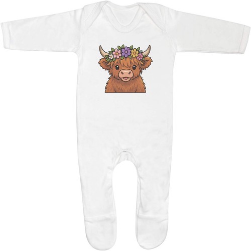Floral highland cow baby - 'floral, cow'