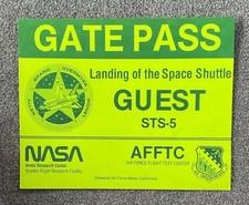 RARE  SPACE SHUTTLE STS 5 COLUMBIA VEHICLE ACCESS  GATE PASSES GUEST -
