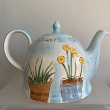 Whittard Of Chelsea Teapot - flowers can be thirsty too - Handpainted - 2006