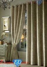 Crushed Velvet Curtains Pair Eyelet Ring Top Fully Lined Ready Made Tie Backs