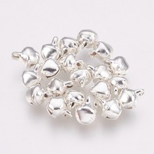 100 x Silver Christmas Jingle Bells 8x6mm