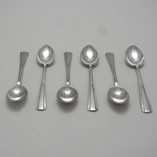 PLAIN PINE Design Garrard & Co Ltd London Silver Service Cutlery Six Teaspoons