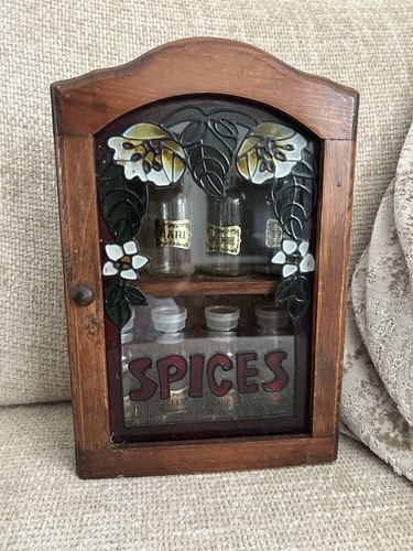 Vintage wooden spice cabinet - vintage,