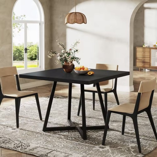 80cm square black dining table - square,