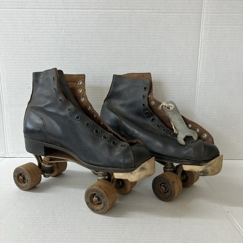 Vintage black leather roller - vintage,