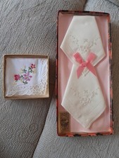 Vintage Ladies Handkerchiefs Boxed Unused Two Packs