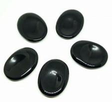 Black Tourmaline Thumb Stone Worry Stone Natural Crystal for Protection