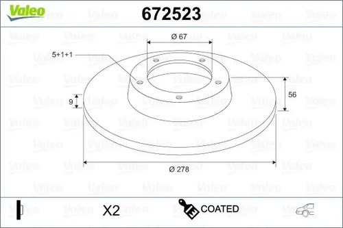 Brake disc rear axle solid - 2x,