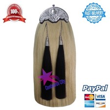 CC Scottish Kilt Sporran Horse Hair White Thistle Cantle/Piper Kilt Sporrans