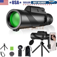 80x100 Zoom HD Monocular Telescope Day/Night Vision with Phone Adapter & Tripod.