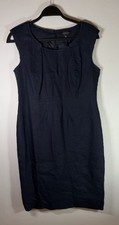 Debenhams Petite Collection Navy Blue 100% Linen Tunic Dress UK 12 Sleeveless