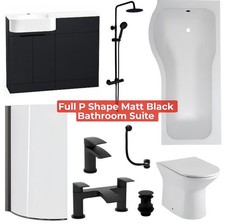 Black P Shape Unit & Bath Full