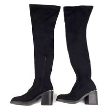 TopShop Over Knee Boots Heels Black Suede Leather Size 5