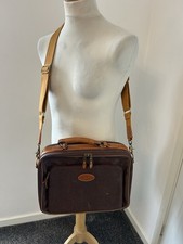 Mulberry Green Brown Scotchgrain Leather Travel Laptop Messenger Bag Vintage