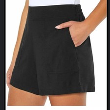 Wildfox Relaxed Fit Pull-On Lounge Shorts Lightweight Black Women's SmPockets