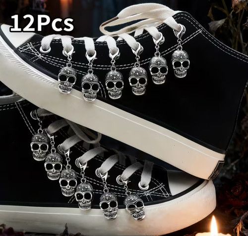 12pc skeleton shoe charms - charms, punk