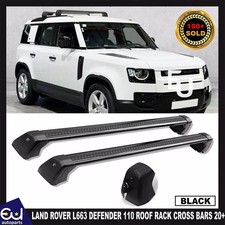 BLACK ROOF RACK CROSS BARS LOCKING RAILS FOR LAND ROVER L663 DEFENDER 110 2020+