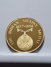 22ct On Stirling Silver Ltd Medallion, Indian Mutiny Medal, British Skirmish(45)
