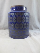Hornsea Rare  Midnight Blue Heirloom Flour Jar with Wooden Lid ( Large 20 cm )