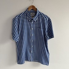Brutus Shirt Mens XXL 2XL Trimfit Blue White Check Mod Slim Short Sleeve