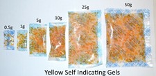 Yellow SELF INDICATING - Silica Gel Desiccant Sachets - Moisture Anti Damp