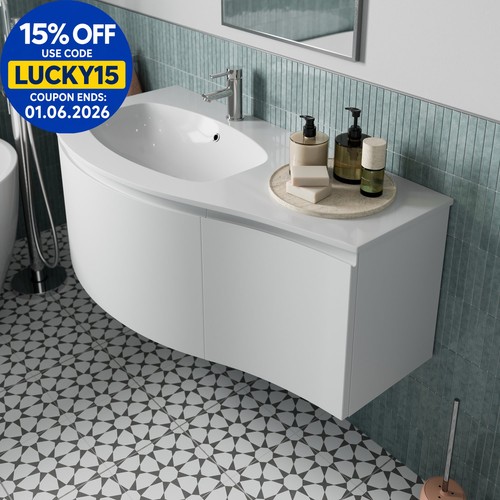 1000mm wall hung - curved, vanity