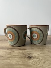 Denby Heritage Veranda Accent Mugs Set of 2 – Retro Pattern Stoneware – £23 RRP